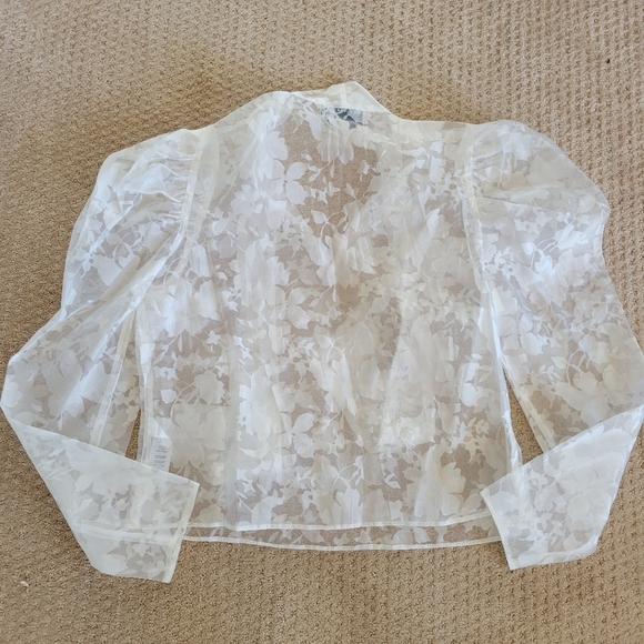ASOS White Floral Sheer Blouse Size 8 - Picture 5 of 6